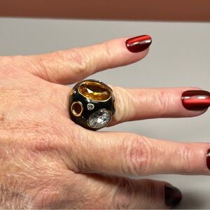 Vintage 90’s Camille Lucie Gold & Glass Dome Statement Ring